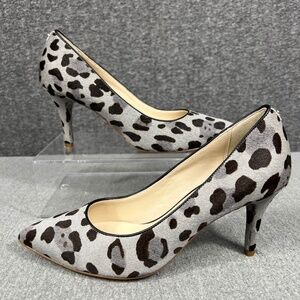 Cole Haan Dyed Calf Hair Heels 7B Leopard Pumps Pointed Toe Animal Print Sexy